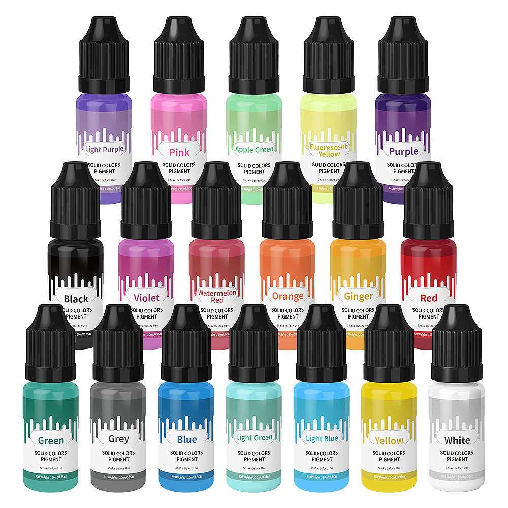 Resin Pigment Powder - 18 cores 10ml macaron sólido pastel