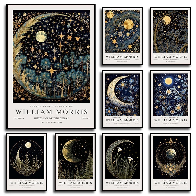 Art Craft William Morris - Vintage lua e estrelas william morris