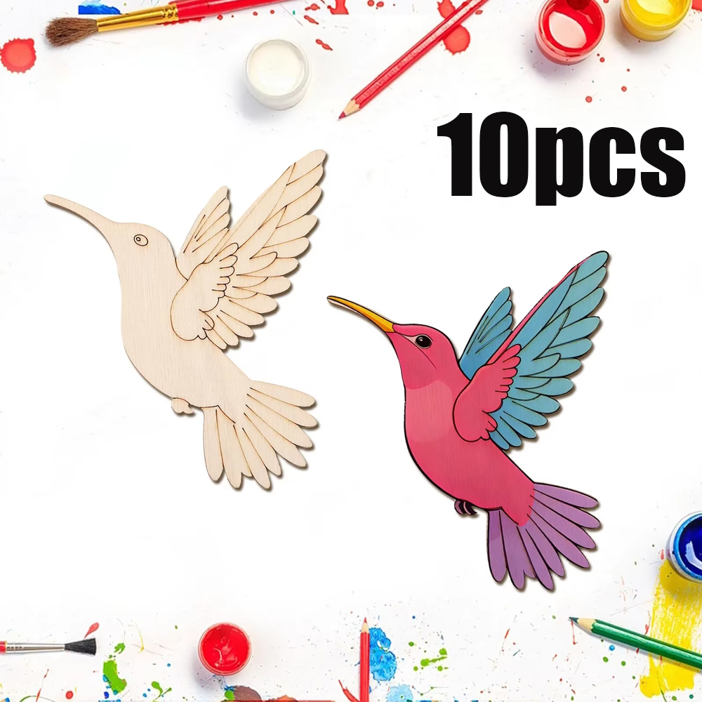 Art Craft Decoration - 10 peças de recortes de madeira