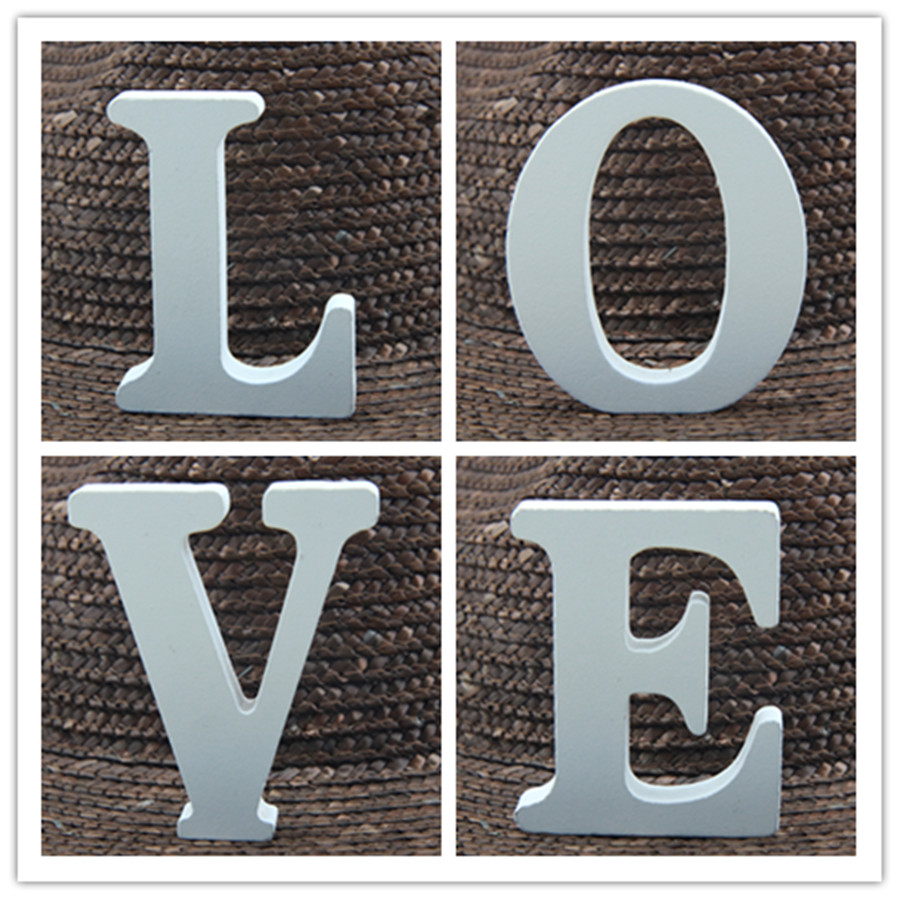 Art Craft Letter A - Letras brancas de madeira em inglês,