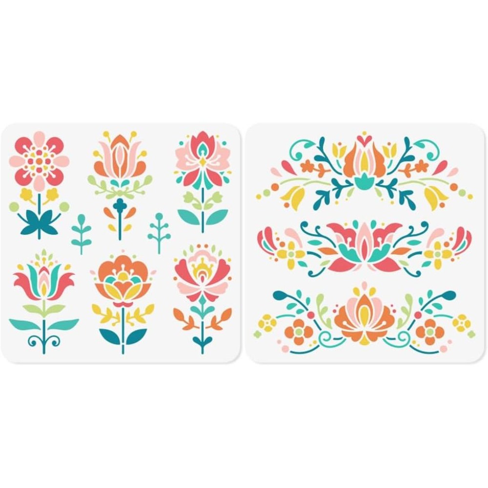 Art Craft Template - 2 Peças Estênceis de Arte Popular
