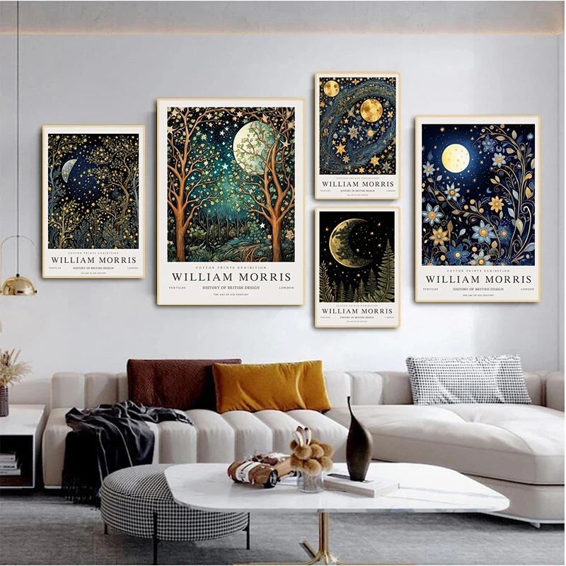 Vintage lua e estrelas william - Art Craft William Morris avaliação e preço