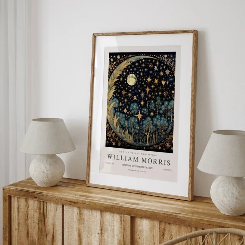 Vintage lua e estrelas william - Art Craft William Morris avaliação e preço