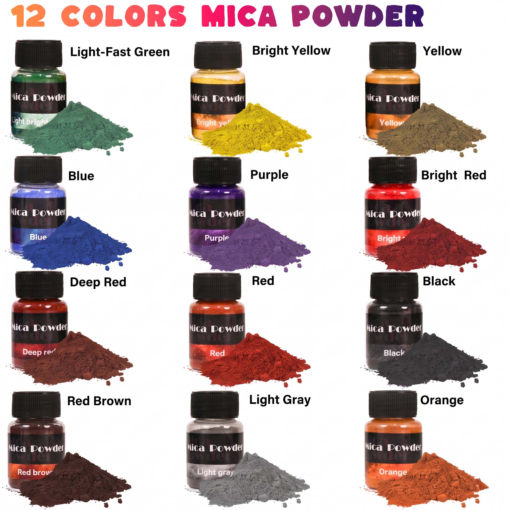Pó de Pigmento de Gesso em 12  - Resin Pigment Powder avaliação e preço